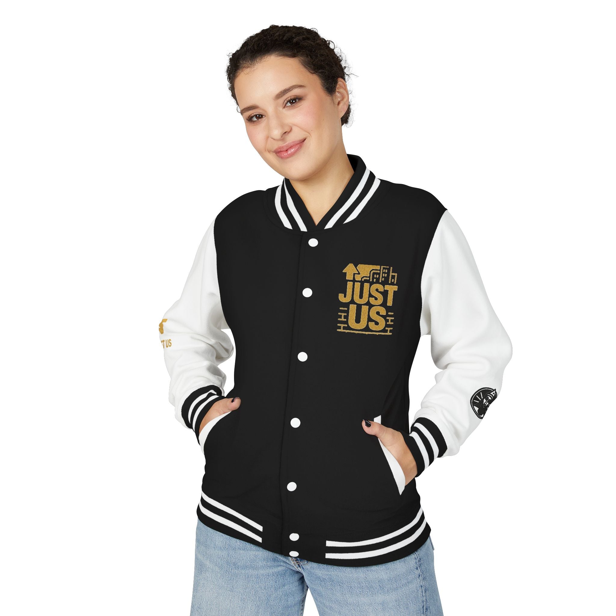 Just us, Unisex Heavyweight Letterman Jacket with Graphic Design - Stylish Streetwear, Casual Wear, Gift for Friends, College Hoodie, Trendy [...]