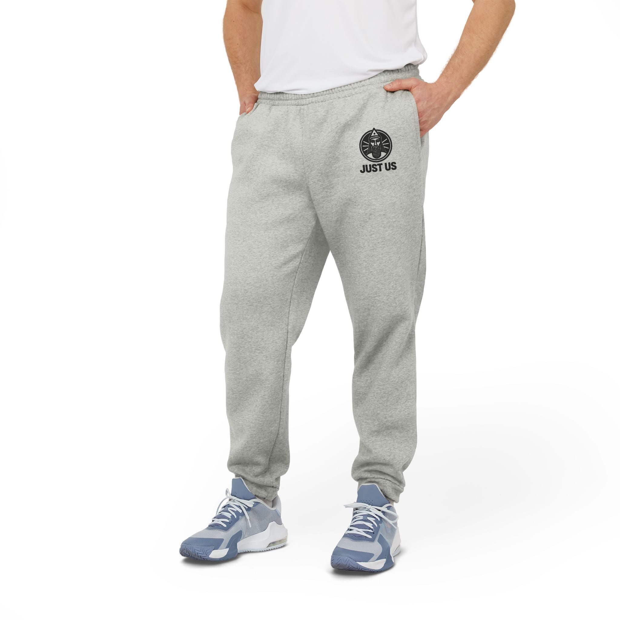 Cozy Unisex Fleece Joggers with 'Just Us' Design, Casual Lounge Pants, Cozy Homewear, Ideal Gift for Him/Her, Perfect for Relaxing