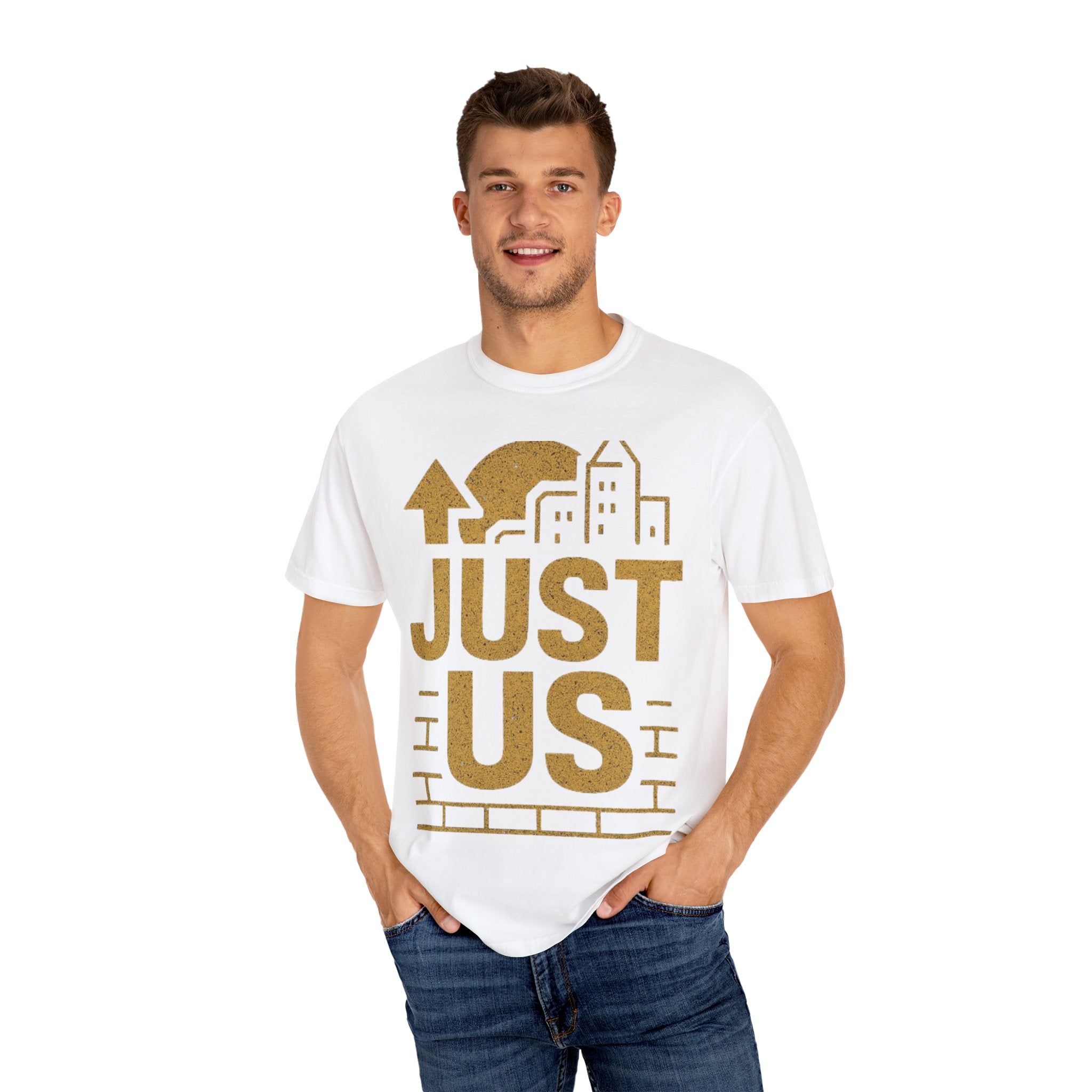 Just Us, Urban Graphic T-shirt, Casual Wear, Trendy Gift, Street Style Clothing, Everyday Comfort, City Life Apparel